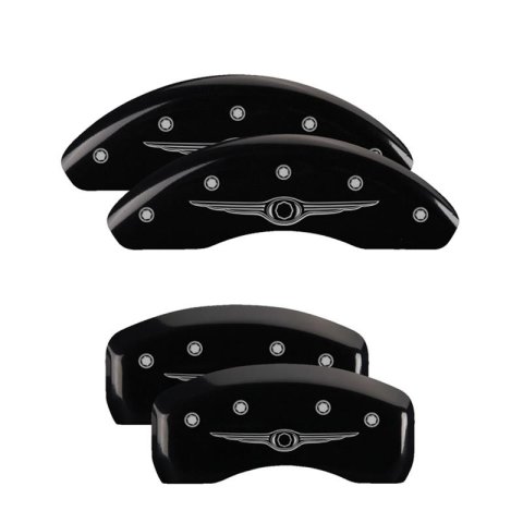 MGP 4 Caliper Covers Engraved Front & Rear Style 1/Chrysler Wing Black finish silver ch thumbnail 3