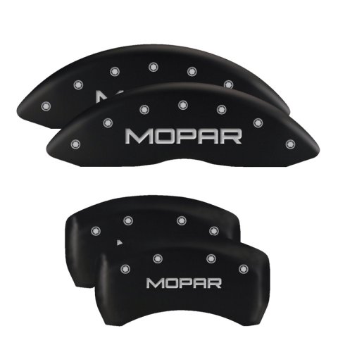 MGP 4 Caliper Covers Engraved Front & Rear Style 1/Chrysler Wing Black finish silver ch thumbnail 5