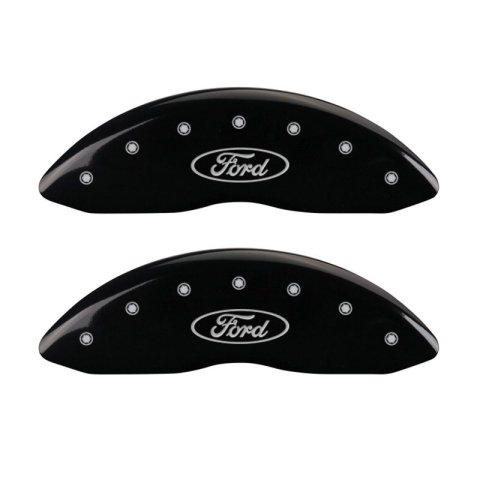 MGP 4 Caliper Covers Engraved Front & Rear Oval logo/Ford Black finish silver ch thumbnail 3