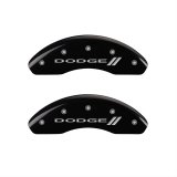 MGP 4 Caliper Covers Engraved Front & Rear With stripes/Dodge Black finish silver ch thumbnail 1