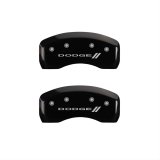 MGP 4 Caliper Covers Engraved Front & Rear With stripes/Dodge Black finish silver ch thumbnail 2