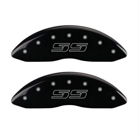 MGP 4 Caliper Covers Engraved Front & Rear Avalanche style/SS Black finish silver ch thumbnail 1
