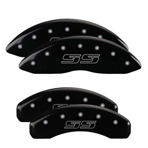 MGP 4 Caliper Covers Engraved Front & Rear Avalanche style/SS Black finish silver ch thumbnail 3