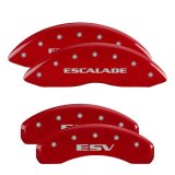 MGP 4 Caliper Covers Engraved Front Escalade Engraved Rear ESV Red finish silver ch thumbnail 3