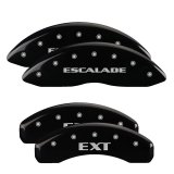 MGP 4 Caliper Covers Engraved Front Escalade Engraved Rear EXT Black finish silver ch thumbnail 3