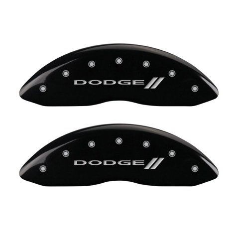 MGP 4 Caliper Covers Engraved Front & Rear With stripes/Dodge Black finish silver ch thumbnail 7