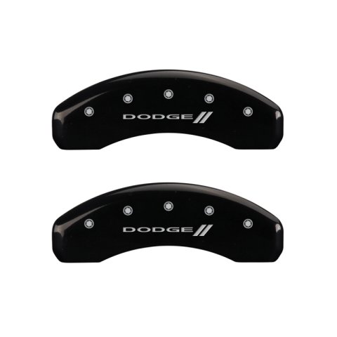 MGP 4 Caliper Covers Engraved Front & Rear With stripes/Dodge Black finish silver ch thumbnail 9