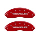 MGP 4 Caliper Covers Engraved Front & Rear WRANGLER Red finish silver ch thumbnail 6