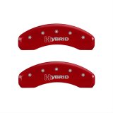 MGP 4 Caliper Covers Engraved Front & Rear GM Style/Hybrid Red finish silver ch thumbnail 2