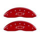 MGP Front set 2 Caliper Covers Engraved Front Bowtie Red finish silver ch thumbnail 2
