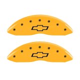 MGP Front set 2 Caliper Covers Engraved Front Bowtie Yellow finish black ch thumbnail 3