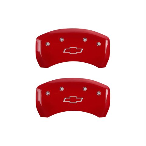 MGP 4 Caliper Covers Engraved Front & Rear Bowtie Red finish silver ch thumbnail 1
