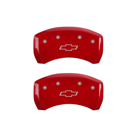 MGP 4 Caliper Covers Engraved Front & Rear Bowtie Red finish silver ch thumbnail 9