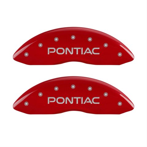 MGP 4 Caliper Covers Engraved Front & Rear Pontiac Red finish silver ch