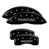 MGP 4 Caliper Covers Engraved Front Pontiac Engraved Rear GXP Black finish silver ch thumbnail 3