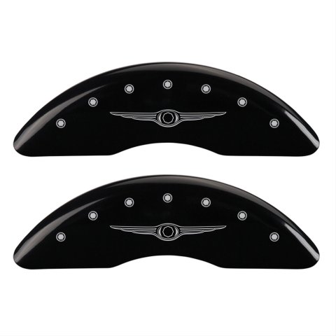 MGP 4 Caliper Covers Engraved Front & Rear Style 1/Chrysler Wing Black finish silver ch thumbnail 1