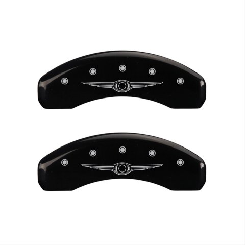 MGP 4 Caliper Covers Engraved Front & Rear Style 1/Chrysler Wing Black finish silver ch thumbnail 2