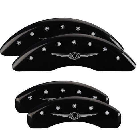 MGP 4 Caliper Covers Engraved Front & Rear Style 1/Chrysler Wing Black finish silver ch thumbnail 3