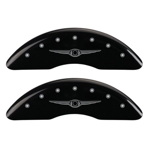 MGP 4 Caliper Covers Engraved Front & Rear Style 1/Chrysler Wing Black finish silver ch thumbnail 4
