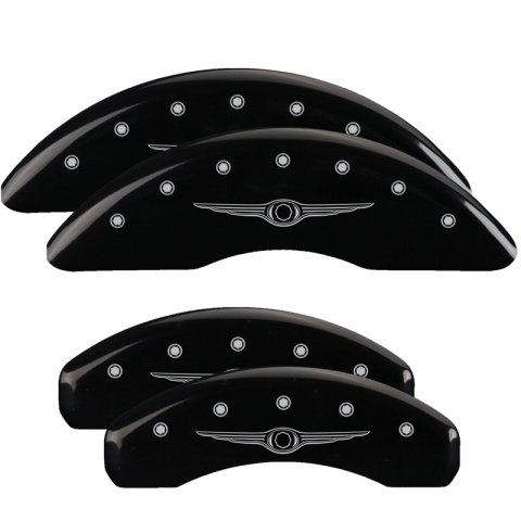 MGP 4 Caliper Covers Engraved Front & Rear Style 1/Chrysler Wing Black finish silver ch thumbnail 6