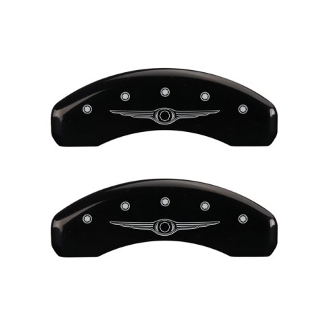 MGP 4 Caliper Covers Engraved Front & Rear Style 1/Chrysler Wing Black finish silver ch thumbnail 9