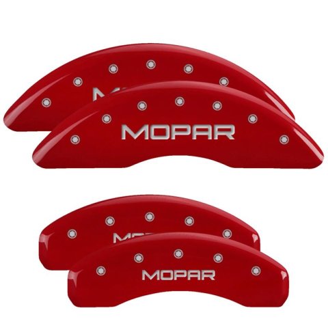 MGP 4 Caliper Covers Engraved Front & Rear MOPAR Red finish silver ch thumbnail 3
