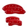 MGP 4 Caliper Covers Engraved Front & Rear Cursive/Cadillac Red finish silver ch thumbnail 5