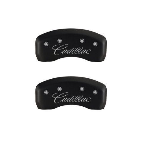 MGP 4 Caliper Covers Engraved Front & Rear Cursive/Cadillac Red finish silver ch thumbnail 6