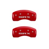 MGP 4 Caliper Covers Engraved Front Cursive/Cadillac Engraved Rear SRX Red finish silver ch thumbnail 6