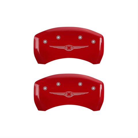 MGP 4 Caliper Covers Engraved Front & Rear Style 1/Chrysler Wing Red finish silver ch thumbnail 2