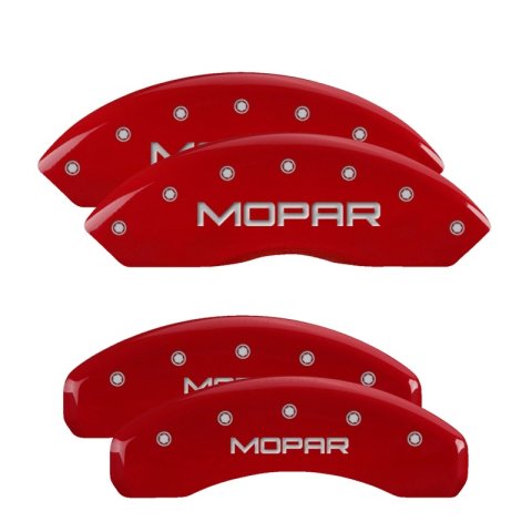 MGP 4 Caliper Covers Engraved Front & Rear Style 1/Chrysler Wing Red finish silver ch thumbnail 6