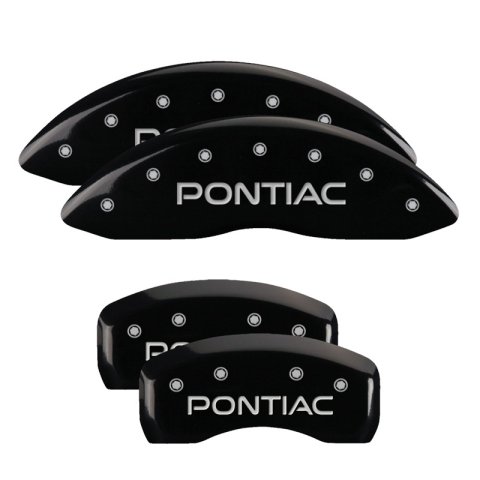 MGP 4 Caliper Covers Engraved Front Pontiac Engraved Rear Arrow Black finish silver ch thumbnail 2