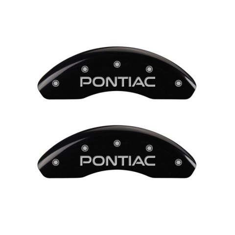 MGP 4 Caliper Covers Engraved Front Pontiac Engraved Rear Arrow Black finish silver ch thumbnail 4
