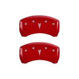 MGP 4 Caliper Covers Engraved Front Pontiac Engraved Rear Arrow Red finish silver ch thumbnail 6