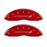 MGP 4 Caliper Covers Engraved Front & Rear With stripes/Dodge Red finish silver ch thumbnail 5