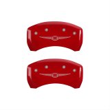 MGP 4 Caliper Covers Engraved Front & Rear Style 1/Chrysler Wing Red finish silver ch thumbnail 2