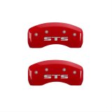 MGP 4 Caliper Covers Engraved Front Cursive/Cadillac Engraved Rear STS Red finish silver ch thumbnail 2