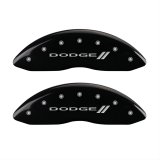 MGP 4 Caliper Covers Engraved Front & Rear With stripes/Dodge Black finish silver ch thumbnail 1