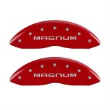 MGP 4 Caliper Covers Engraved Front & Rear Magnum Red finish silver ch thumbnail 1