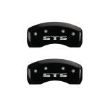 MGP 4 Caliper Covers Engraved Front Cursive/Cadillac Engraved Rear STS Black finish silver ch thumbnail 6