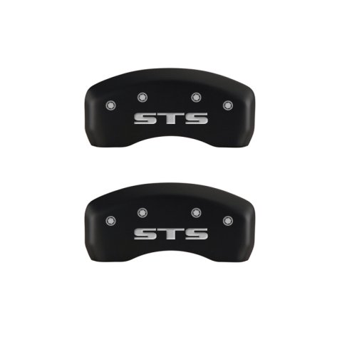 MGP 4 Caliper Covers Engraved Front Cursive/Cadillac Engraved Rear STS Red finish silver ch thumbnail 7
