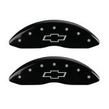 MGP Front set 2 Caliper Covers Engraved Front Bowtie Black finish silver ch thumbnail 3