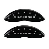 MGP Front set 2 Caliper Covers Engraved Front Silverado Black finish silver ch thumbnail 2