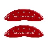 MGP Front set 2 Caliper Covers Engraved Front Silverado Red finish silver ch thumbnail 2