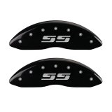 MGP Front set 2 Caliper Covers Engraved Front Silverado style/SS Black finish silver ch thumbnail 3