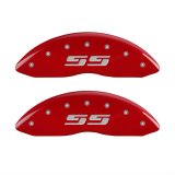 MGP Front set 2 Caliper Covers Engraved Front Silverado style/SS Red finish silver ch thumbnail 1