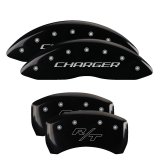 MGP 4 Caliper Covers Engraved Front Charger Engraved Rear RT Black finish silver ch thumbnail 4