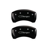 MGP 4 Caliper Covers Engraved Front & Rear Cursive/Charger Black finish silver ch thumbnail 7