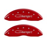MGP 4 Caliper Covers Engraved Front & Rear Cursive/Charger Red finish silver ch thumbnail 4
