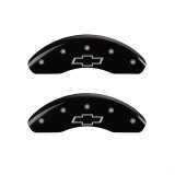 MGP Front set 2 Caliper Covers Engraved Front Bowtie Black finish silver ch thumbnail 1